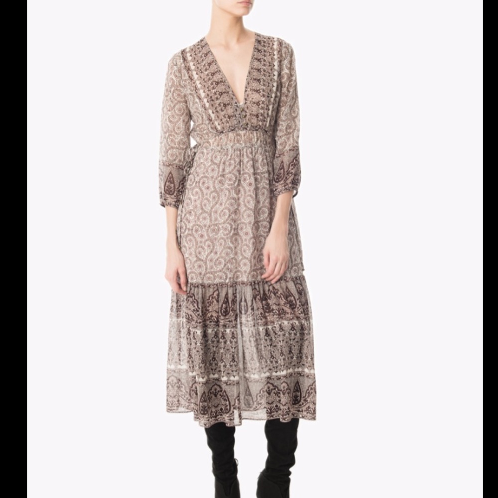 SALE! Veronica beard brown paisley peasant dress - Picture 5 of 5